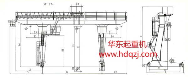 單主梁偏掛門式起重機(jī)圖紙