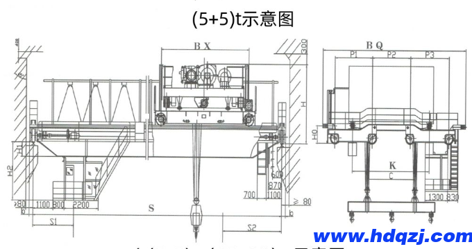 上旋轉(zhuǎn)伸縮掛梁電磁橋式起重機(jī)