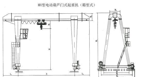 MH型單梁門(mén)式起重機(jī)外形圖