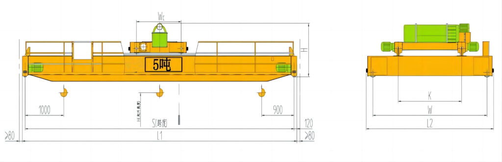 5噸電動葫蘆雙梁起重機結(jié)構(gòu)圖