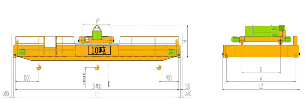 10噸電動葫蘆雙梁起重機(jī)結(jié)構(gòu)圖