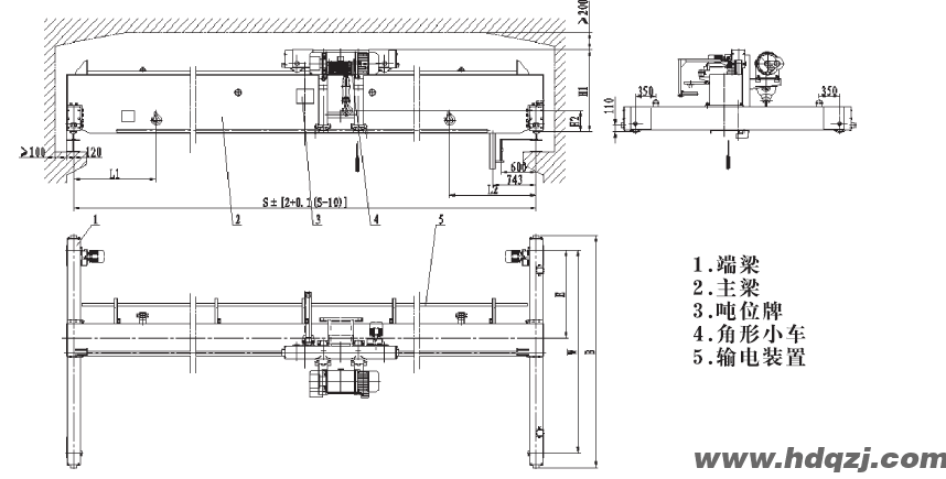 LDP型低凈空電動單梁起重機結(jié)構(gòu)圖