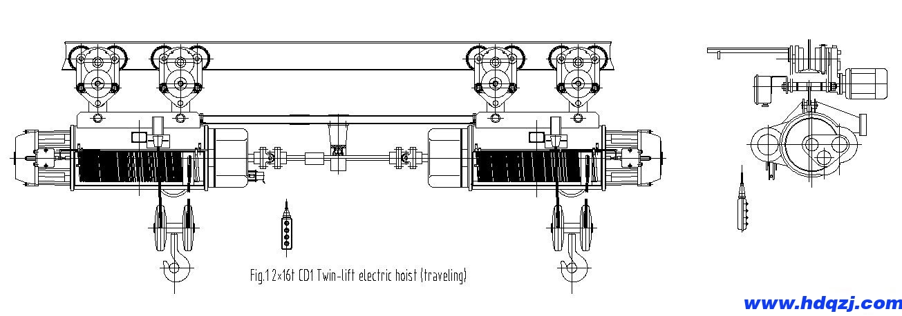 雙吊點(diǎn)電動葫蘆結(jié)構(gòu)圖
