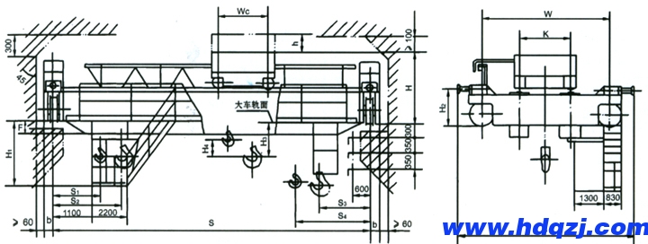 QD型雙梁橋式起重機(jī)結(jié)構(gòu)圖