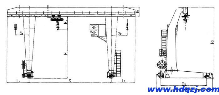 L型電動(dòng)葫蘆門式起重機(jī)結(jié)構(gòu)圖